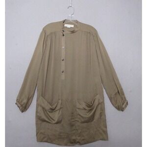 Stella McCartney Shirt Dress 40 or US 8 Green Floral Silk‎ Pockets Contemporary